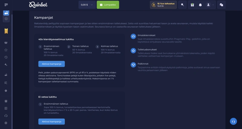 Rainbet Bonuses